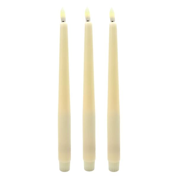 15.3" Ivory Wax USB Rechargeable Wax coated Taper Candle (3 Pack)